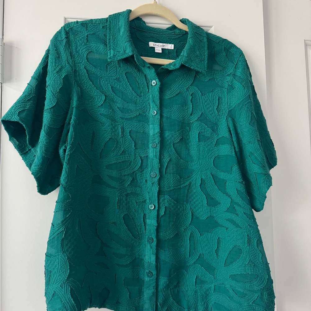 Chico's Teal Button Down Women's Shirt